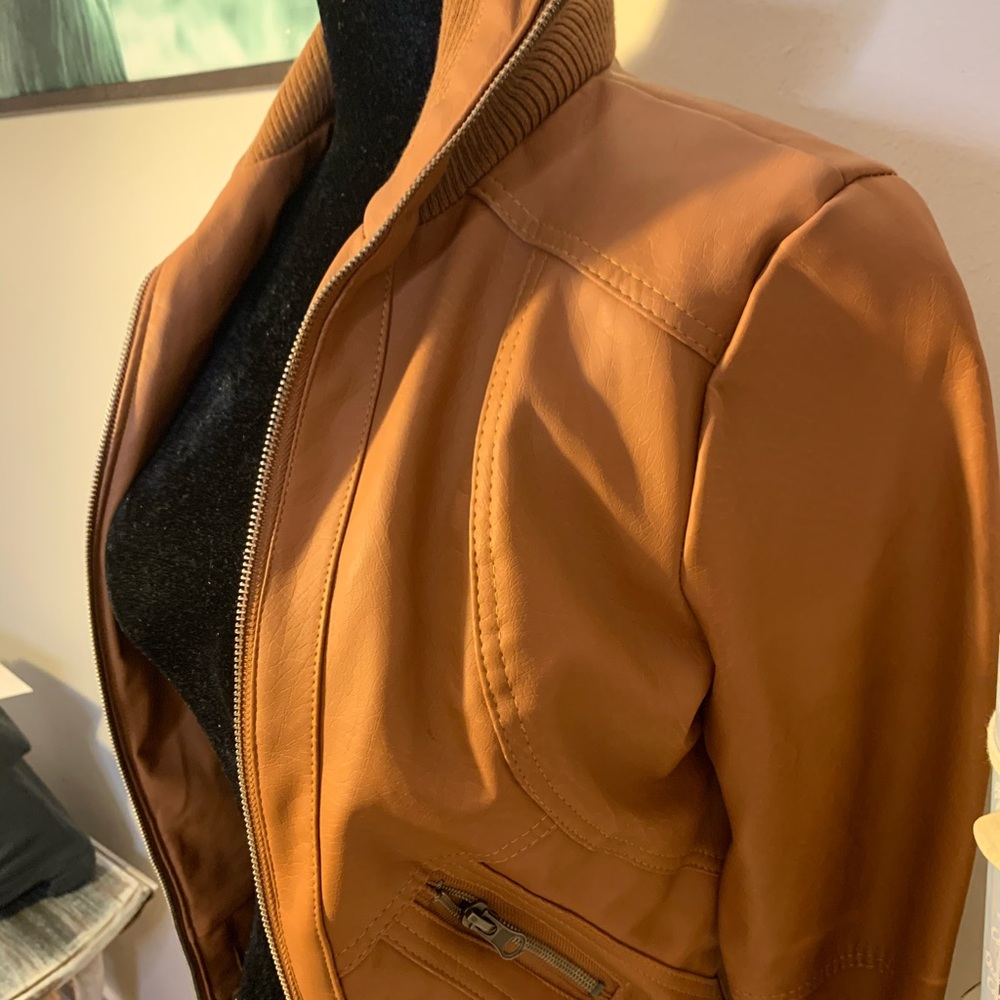 Faux Tan Leather Jacket